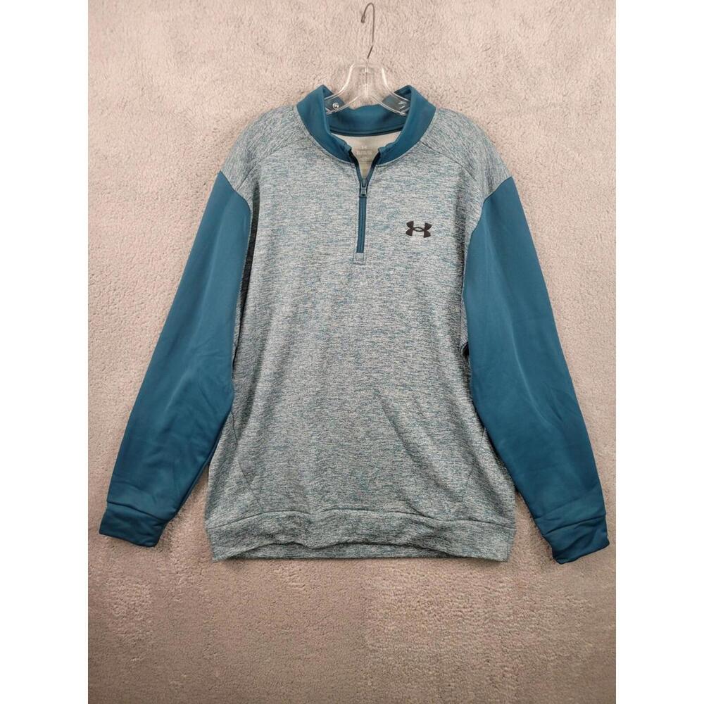 Under Armour Blue Mens XL Fleece Twist Quarter Zip Top 1/4 Collared.